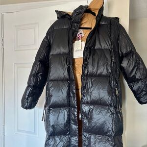Moncler Women's Black and Tan Puffer Jacket